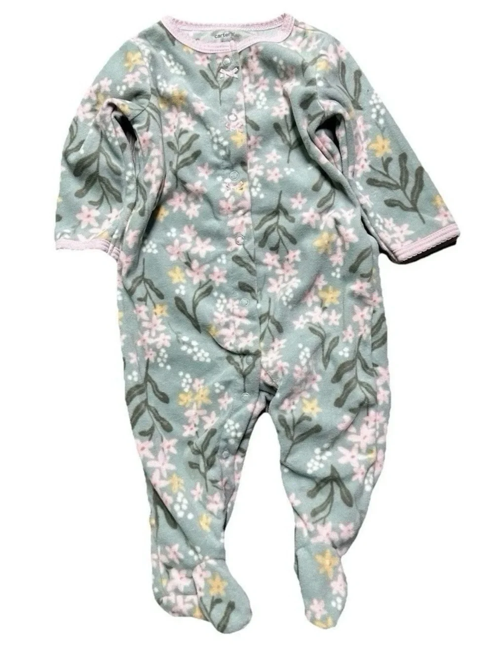 Baby Girl Footie Pajamas Animal Floral Fleece Bunting Size 3-6 Months